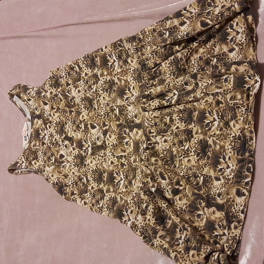 H&M tank dress, cat print, 6-8Y